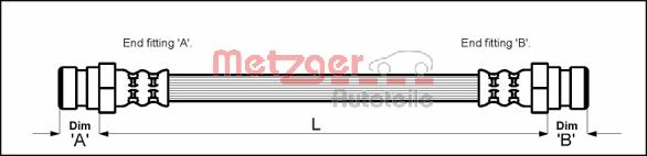 METZGER Bremsschlauch 4113287 f&uuml;r RENAULT, Hinterachse links, Hinterachse rechts