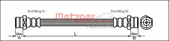 METZGER Bremsschlauch 4113305 f&uuml;r MAZDA, Hinterachse links, Hinterachse rechts