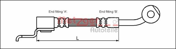 METZGER Bremsschlauch 4113523 f&uuml;r JEEP, Vorderachse rechts