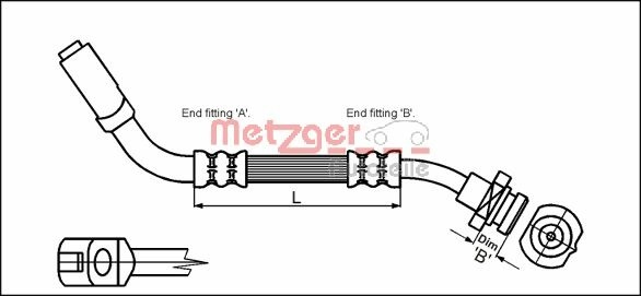 METZGER Bremsschlauch 4114724 f&uuml;r NISSAN, Vorderachse links