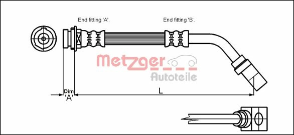 METZGER Bremsschlauch 4114751 f&uuml;r OPEL VAUXHALL, Vorderachse links