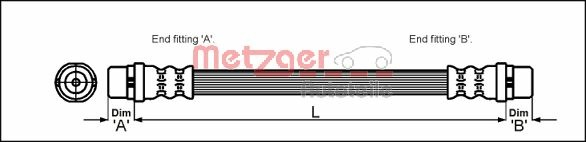 METZGER Bremsschlauch 4114774 GREENPARTS f&uuml;r VAG, Vorderachse links