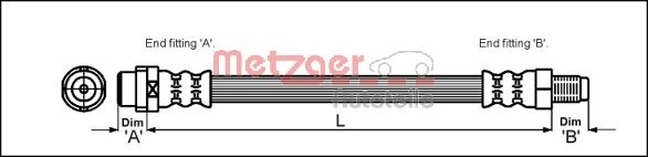 METZGER Bremsschlauch 4114776 f&uuml;r VAG, Hinterachse links, Hinterachse rechts