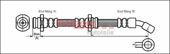 METZGER Bremsschlauch 4114791 f&uuml;r SUZUKI, Vorderachse links, Vorderachse rechts