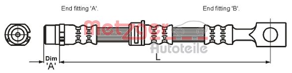 METZGER Bremsschlauch 4115194 f&uuml;r OPEL, Vorderachse links, Vorderachse rechts