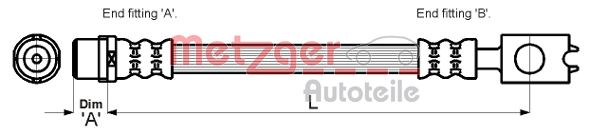 METZGER Bremsschlauch 4116213 f&uuml;r VAG, Hinterachse links, Hinterachse rechts