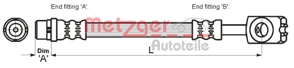 METZGER Bremsschlauch 4116214 GREENPARTS f&uuml;r VAG, Hinterachse links