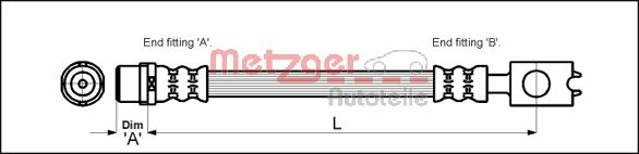 METZGER Bremsschlauch 4116222 f&uuml;r VAG, Hinterachse, Hinterachse links