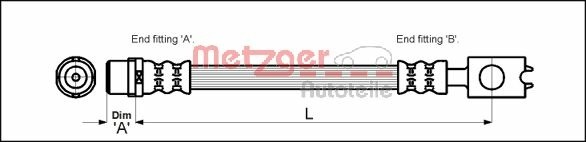 METZGER Bremsschlauch 4116225 f&uuml;r VAG, Hinterachse links, Hinterachse rechts