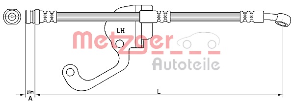 METZGER Bremsschlauch 4116228 f&uuml;r HYUNDAI, Vorderachse links