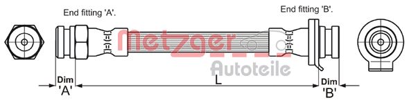 METZGER Bremsschlauch 4118509 f&uuml;r ALFA ROMEO, Vorderachse links