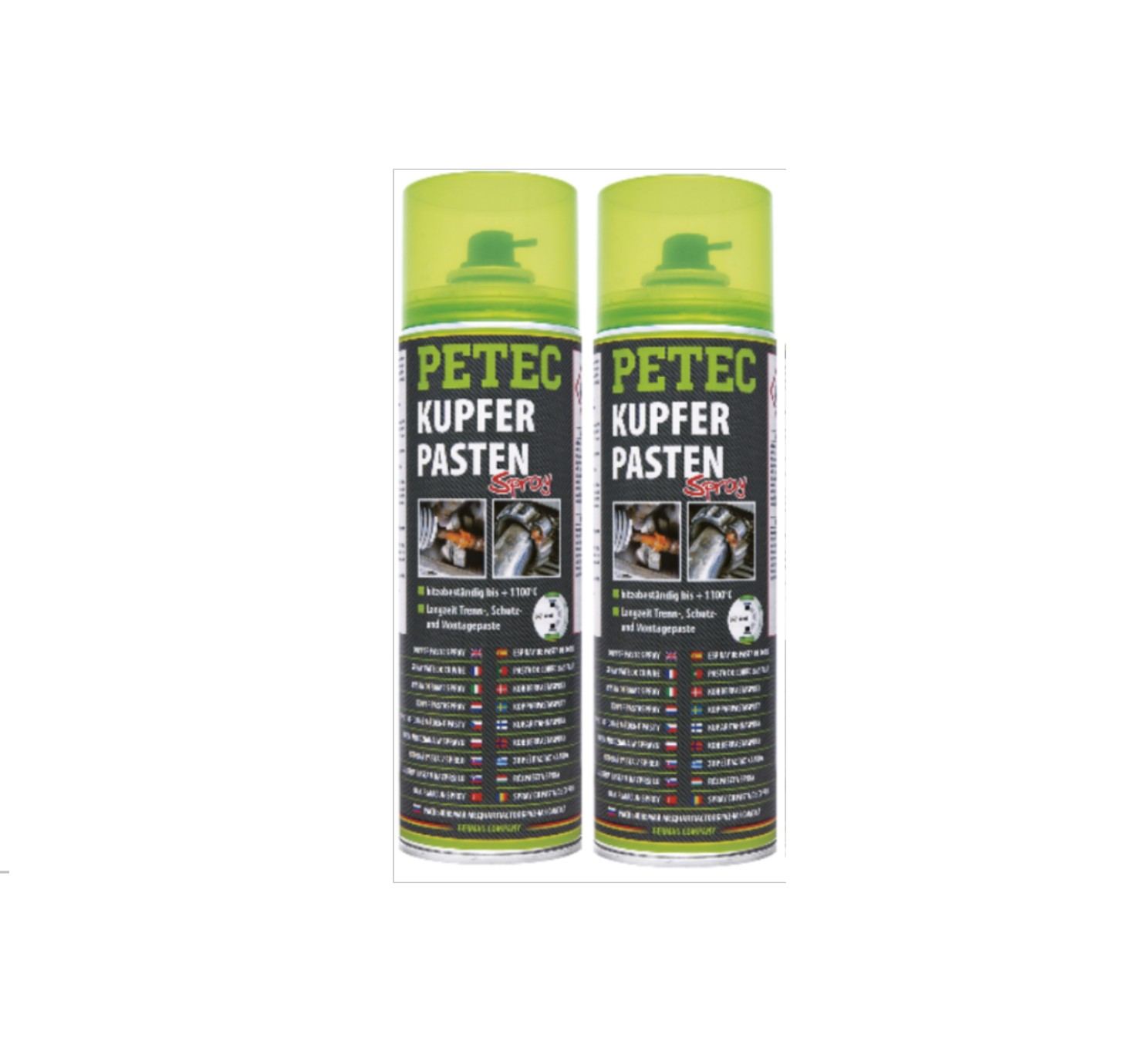 PETEC 2x 70350 Kupferpastenspray 500 ml Hochtemperatur Kupferpaste Paste