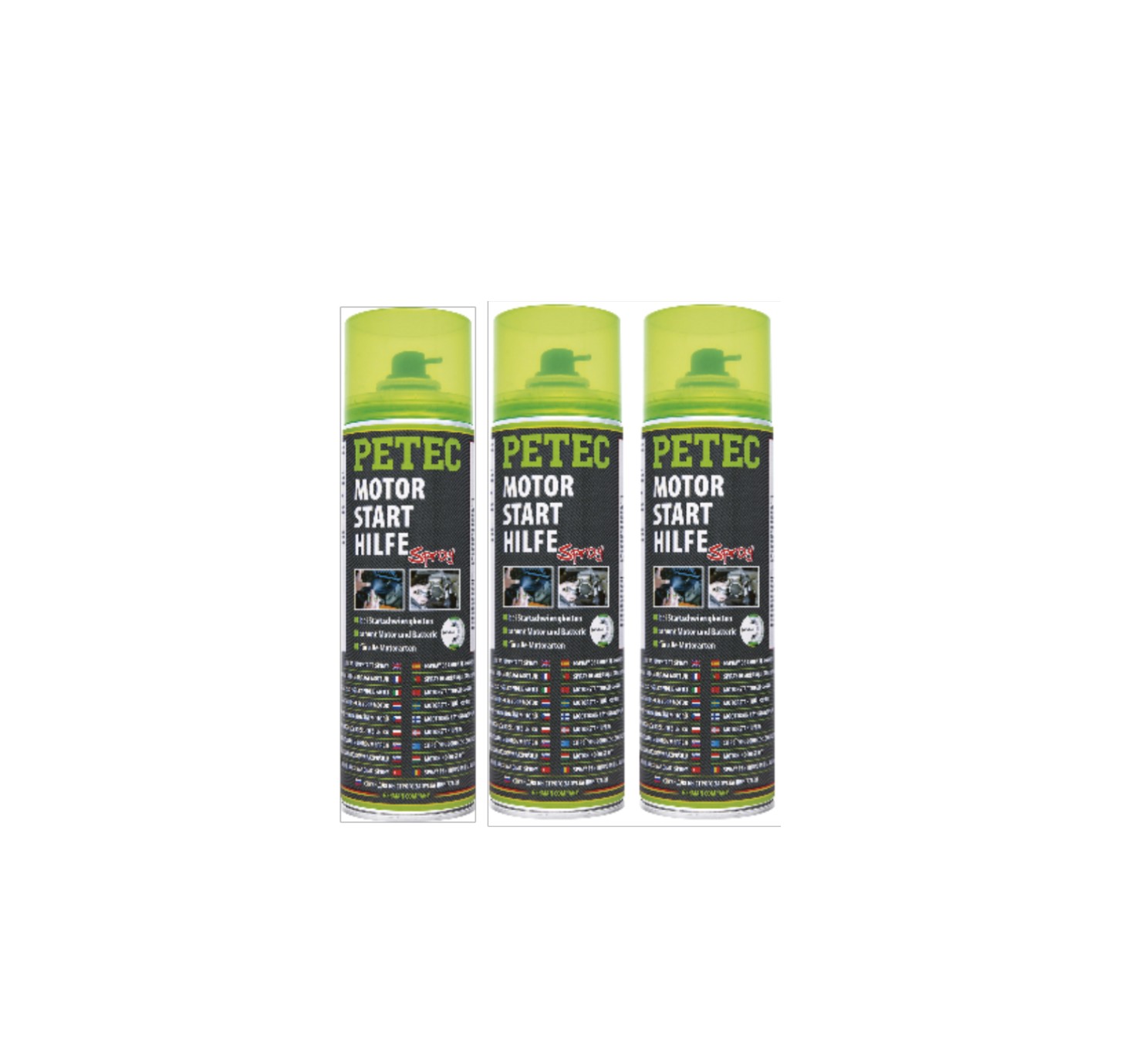 PETEC 3x 70450 Motorstarthilfe Spray 500 ml Starthilfespray