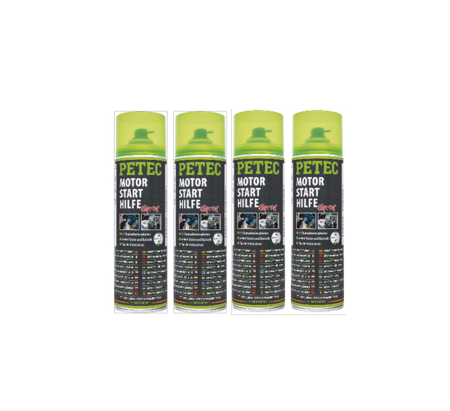 PETEC 4x 70450 Motorstarthilfe Spray 500 ml Starthilfespray
