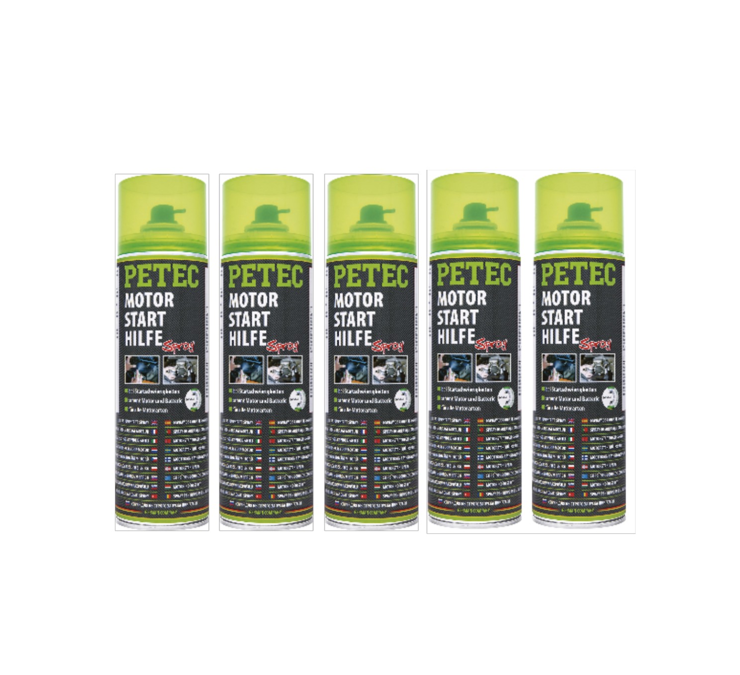 PETEC 5x 70450 Motorstarthilfe Spray 500 ml Starthilfespray
