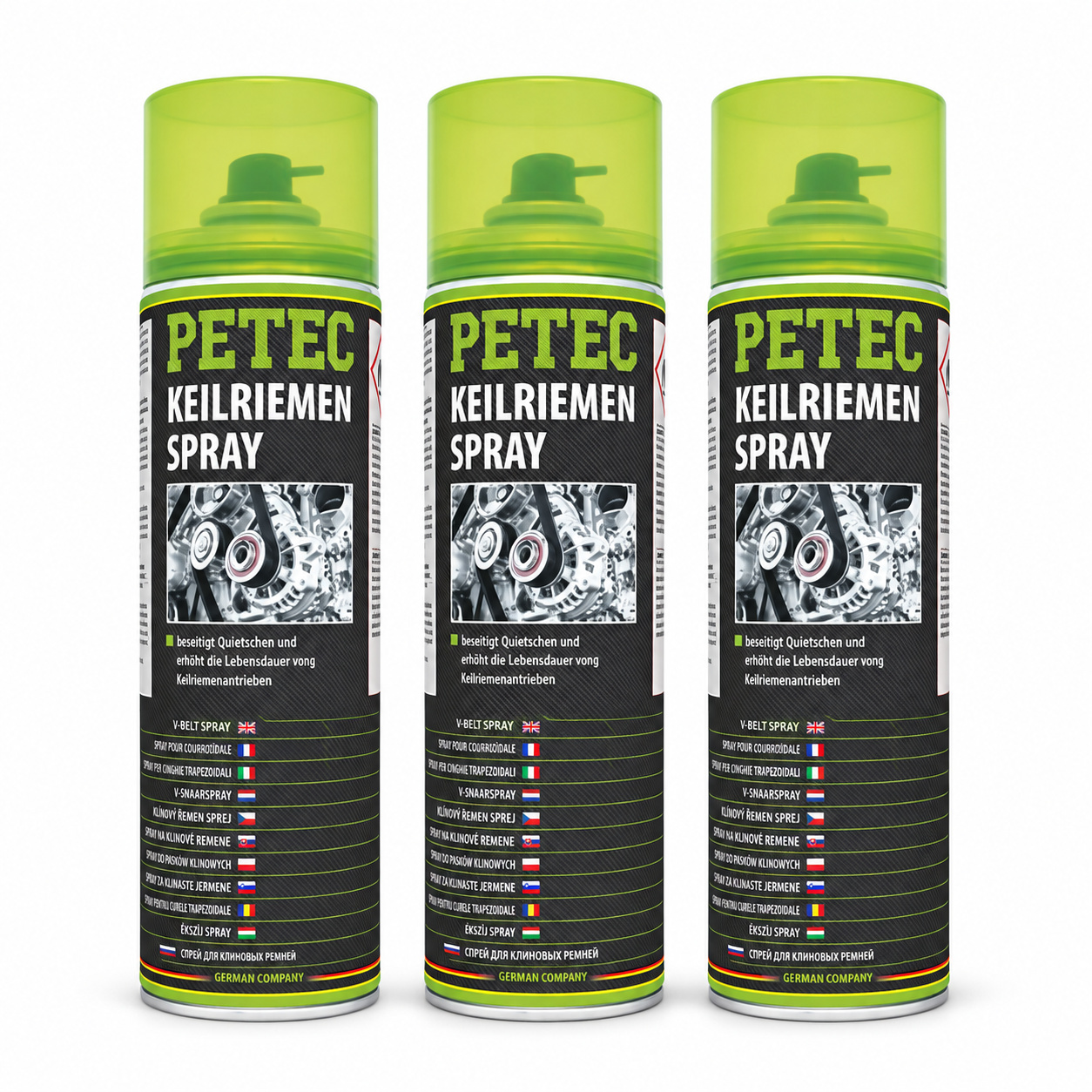 PETEC 3x 70460 Keilriemenspray 500 ml Riemenspray Haftspray Spray