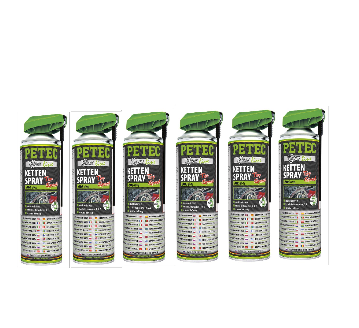 PETEC 6x 70550 Kettenspray Top Speed 500 ml Kettenschmiermittel Schmiermittel