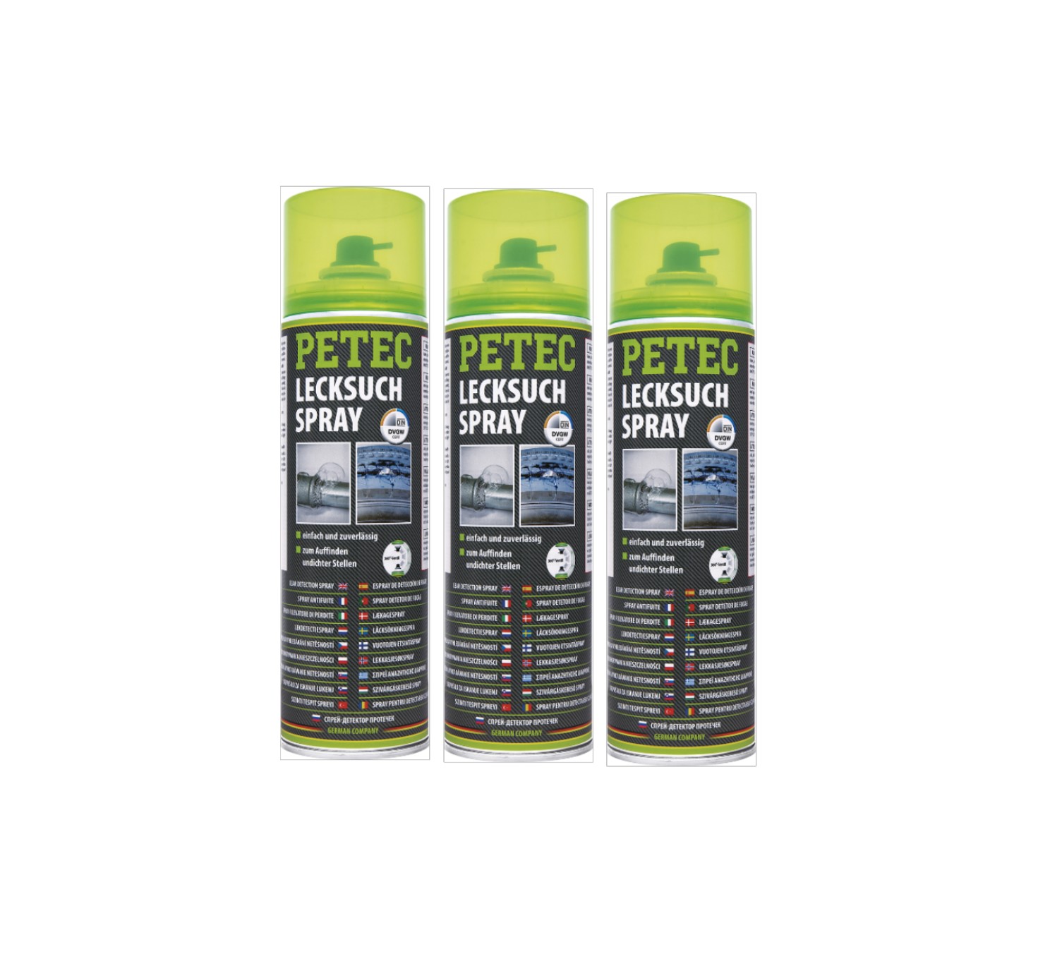 PETEC 3x 70750 Lecksuchspray 400 ml Spray Lecksucher