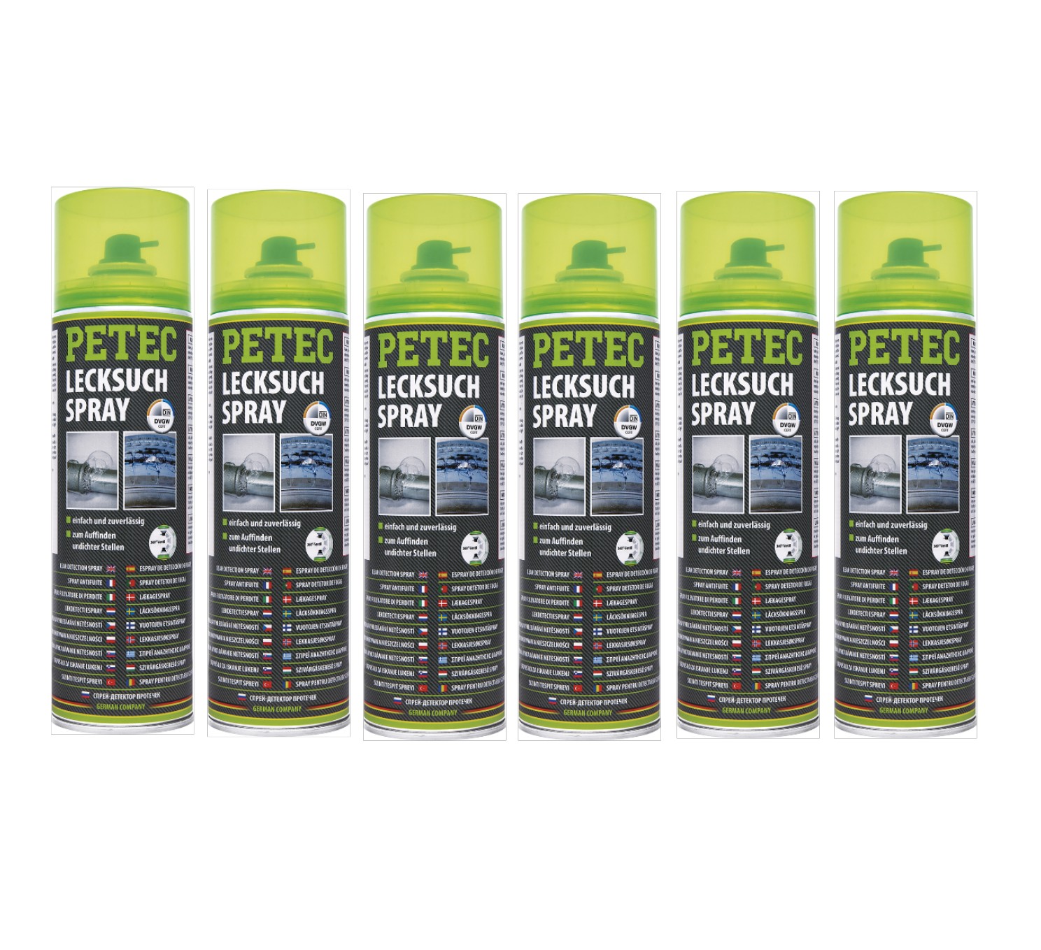 PETEC 6x 70750 Lecksuchspray 400 ml Spray Lecksucher