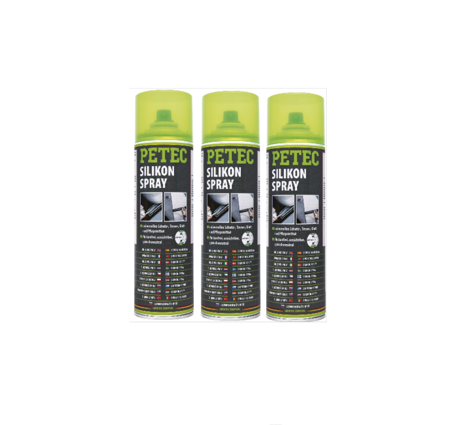 PETEC 3x 70850 Silikonspray 500 ml Spray Silikon&ouml; Schutzspray Schmierspray