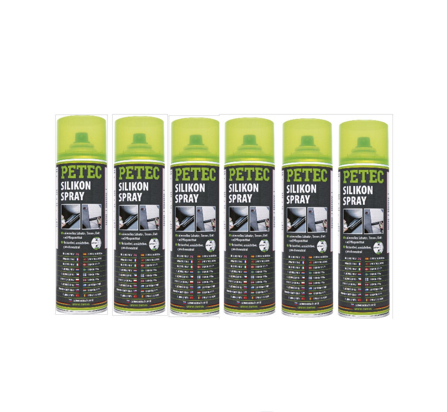 PETEC 6x 70950 Silikonentferner 500 ml Spray Silikonl&ouml;ser Reiniger Entfetter