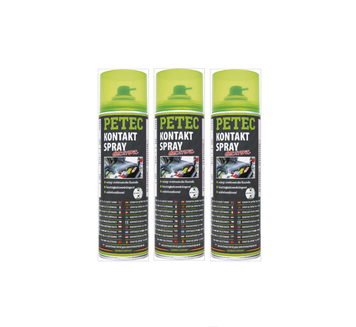 PETEC 3x 71150 Kontaktspray Electronic 500 ml Spray Elektronikreiniger Reiniger