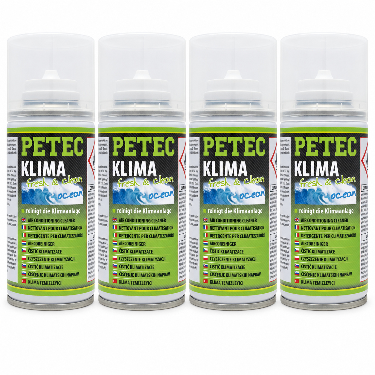 PETEC 4x 71450 Klima fresh & clean Ocean 75 ml Klimaanlagenreiniger Reiniger
