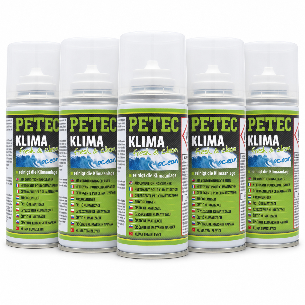 PETEC 5x 71450 Klima fresh & clean Ocean 75 ml Klimaanlagenreiniger Reiniger