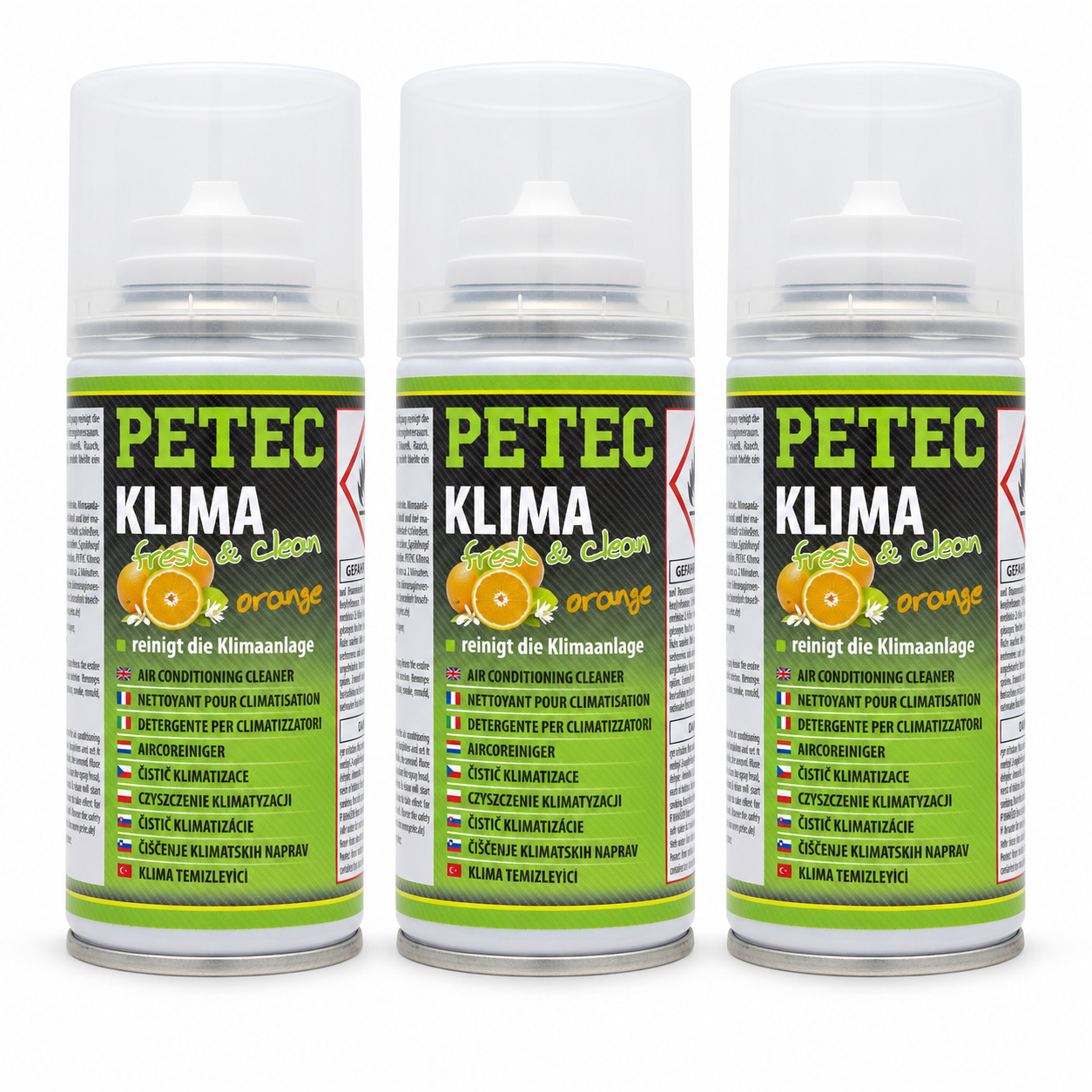 PETEC 3x 71460 Klima Fresh & Clean Orange 75 ml Klimaanlagenreiniger Reiniger
