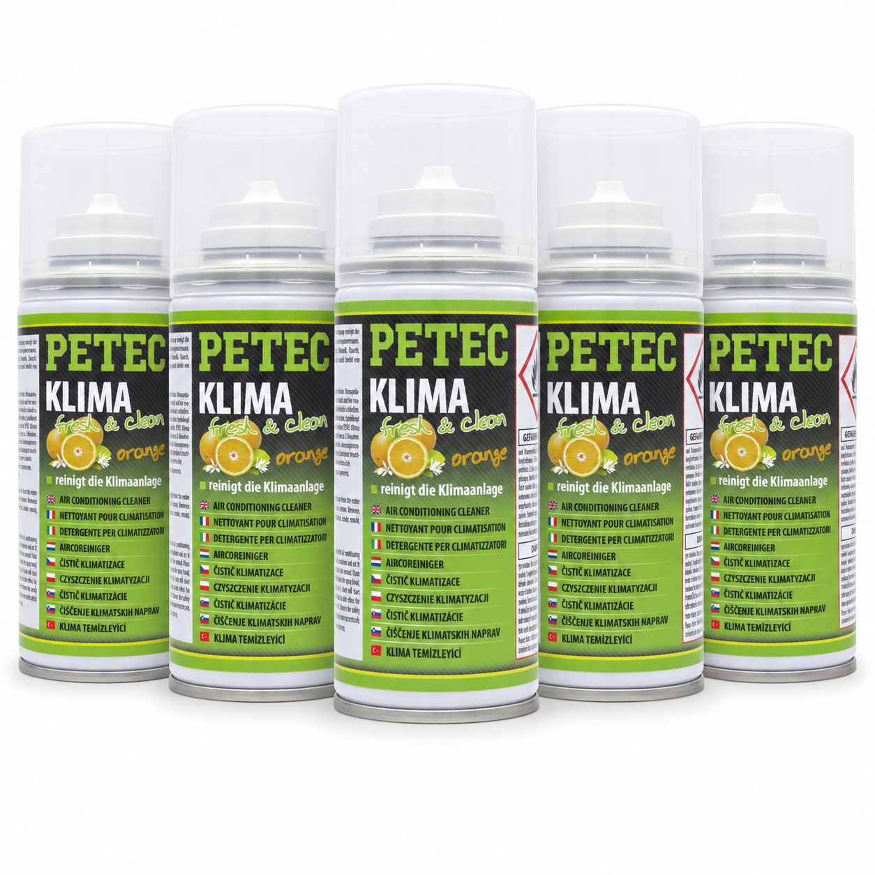 PETEC 5x 71460 Klima Fresh & Clean Orange 75 ml Klimaanlagenreiniger Reiniger