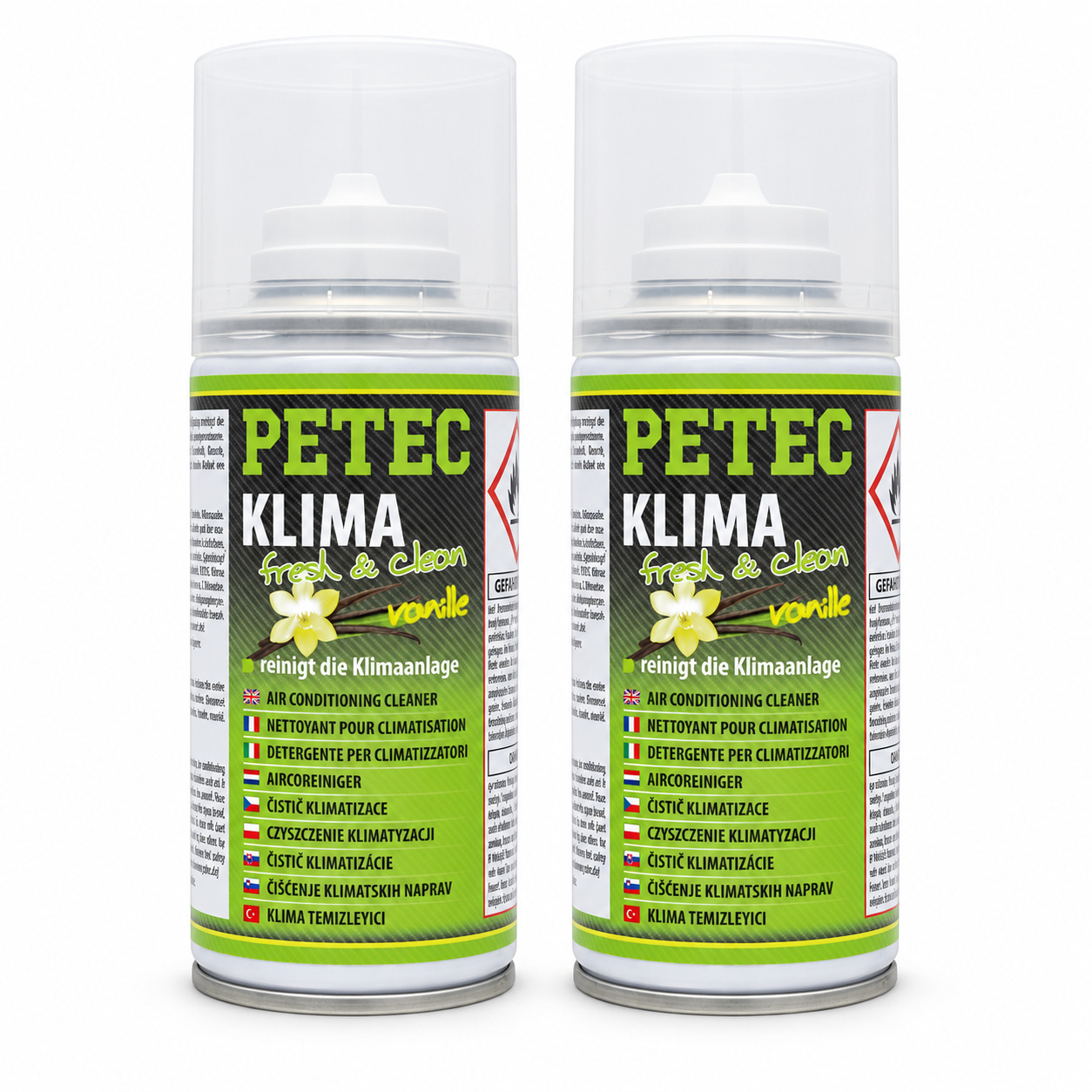 PETEC 2x 71470 Klima Fresh & Clean Vanille 75 ml Klimaanlagenreiniger Reiniger