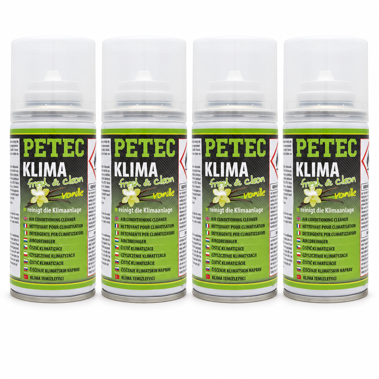 PETEC 4x 71470 Klima Fresh & Clean Vanille 75 ml Klimaanlagenreiniger Reiniger