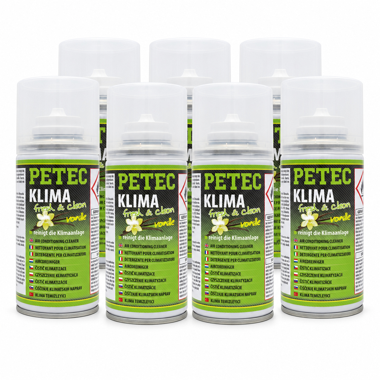 PETEC 6x 71470 Klima Fresh & Clean Vanille 75 ml Klimaanlagenreiniger Reiniger