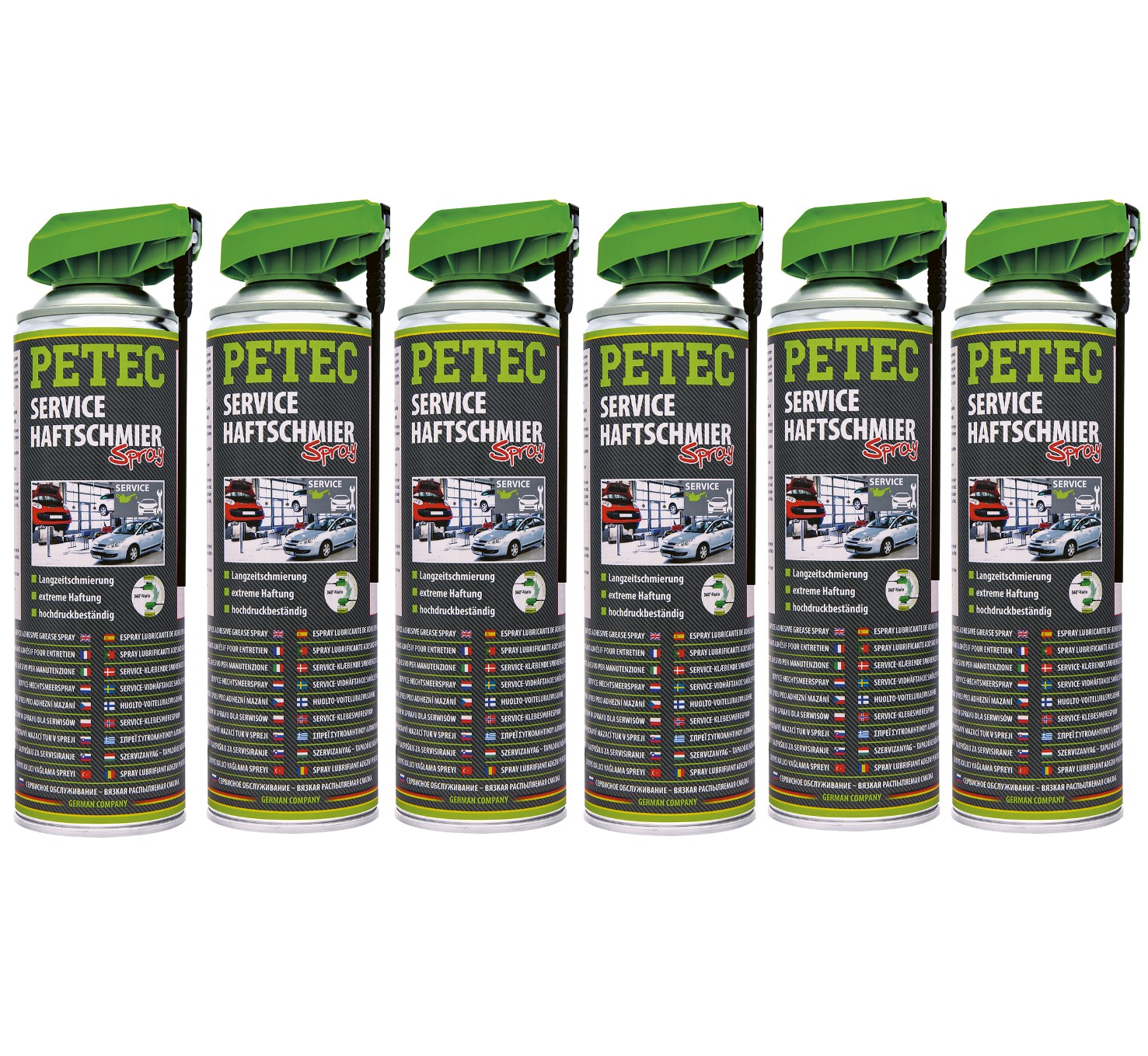PETEC 6x 71550 Service-Haftschmierspray 500 ml Spray Langzeit Schmiermittel