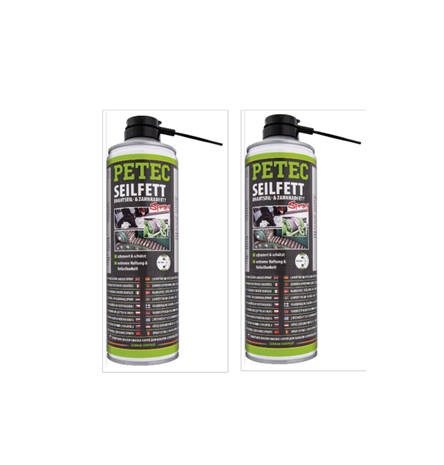 PETEC 2x 71650 Seilfett Drahtseil Zahnradfett 500 ml Spray Schmiermittel