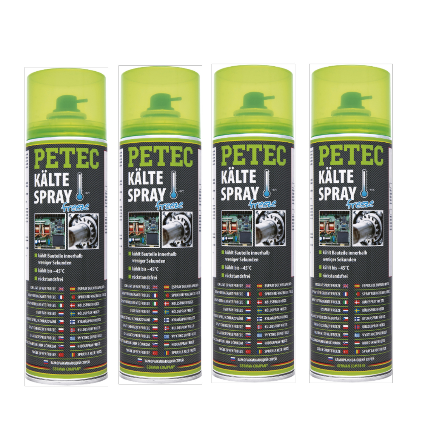 PETEC 4x 71950 K&auml;ltespray Freeze 400 ml Spray Schnellk&uuml;hlung