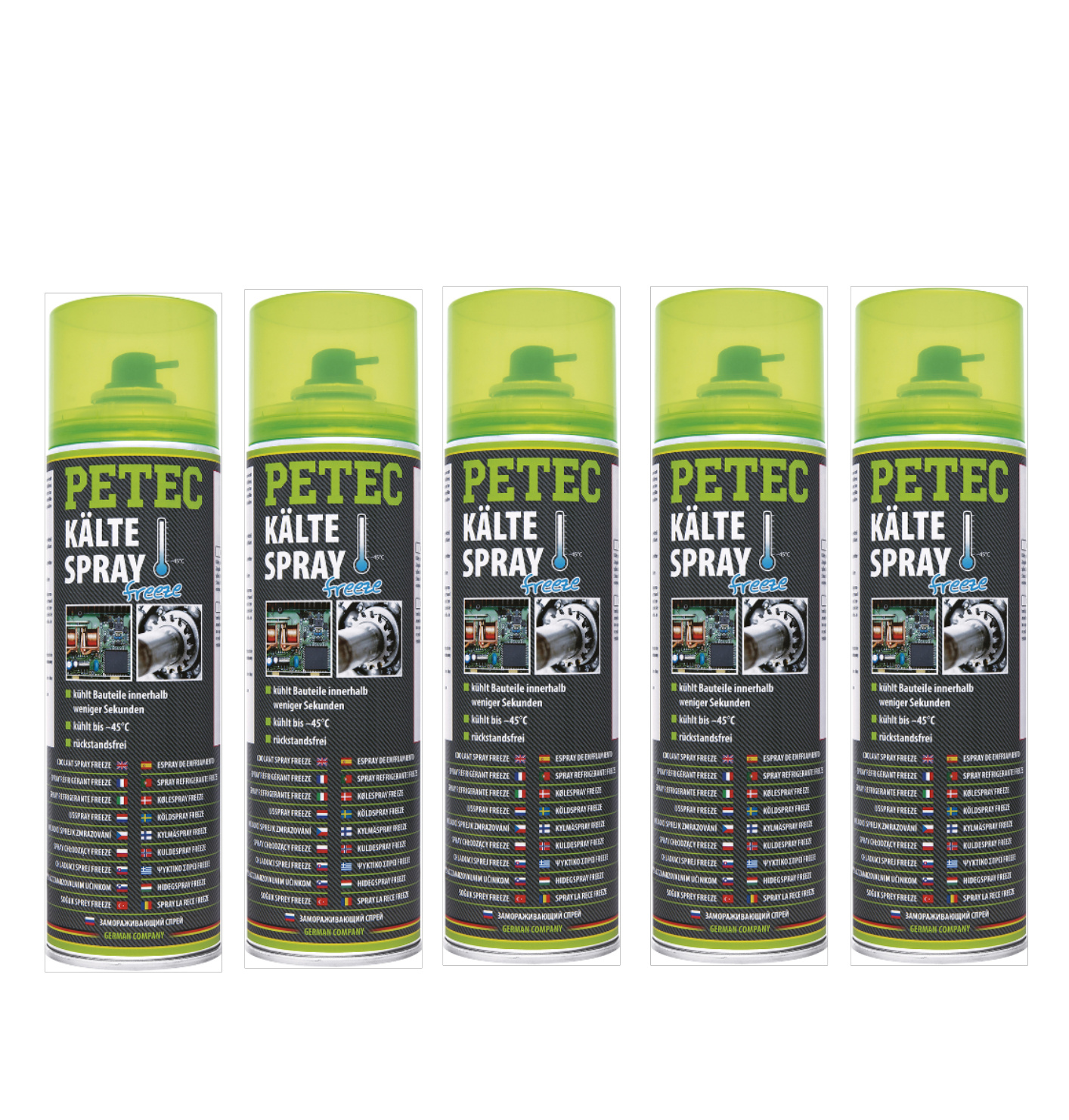 PETEC 5x 71950 K&auml;ltespray Freeze 400 ml Spray Schnellk&uuml;hlung