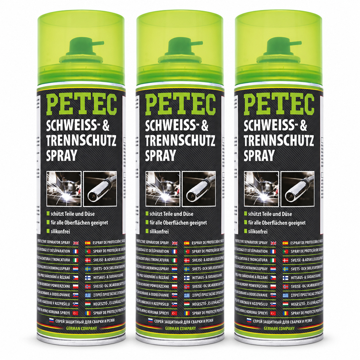 PETEC 3x 72050 Schwei&szlig; Trennschutzspray 500 ml Schwei&szlig;spritzerschutz Silikonfrei