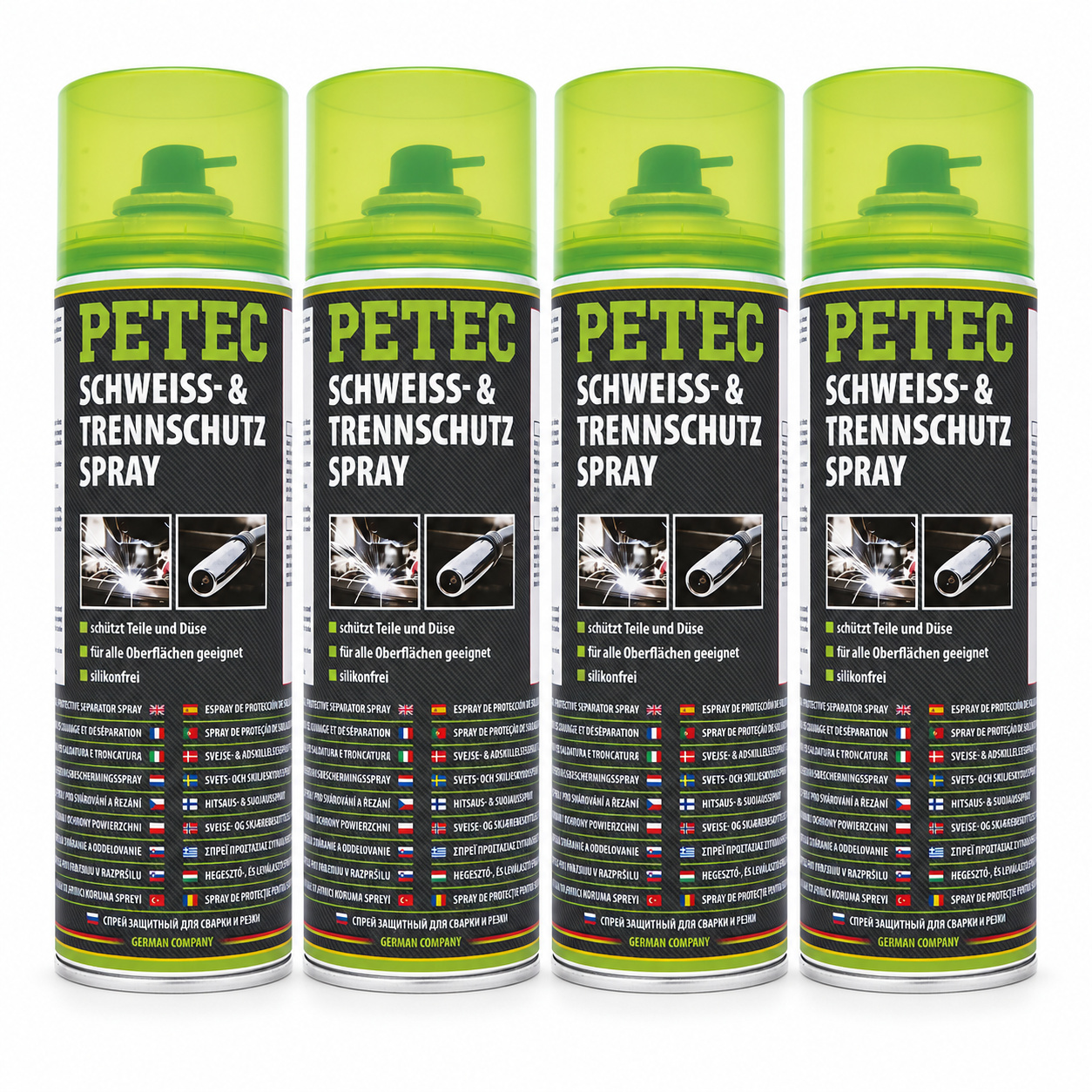 PETEC 4x 72050 Schwei&szlig; Trennschutzspray 500 ml Schwei&szlig;spritzerschutz Silikonfrei