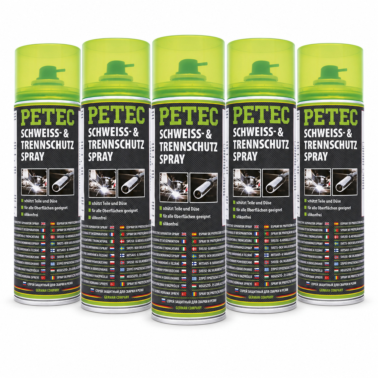 PETEC 5x 72050 Schwei&szlig; Trennschutzspray 500 ml Schwei&szlig;spritzerschutz Silikonfrei