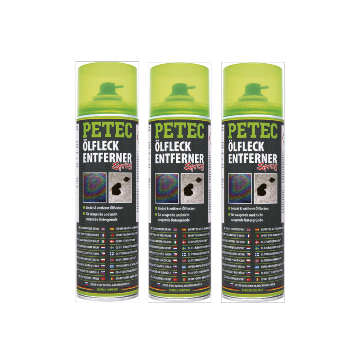 PETEC 3x 72350 &Ouml;lfleckentferner Spray 500 ml &Ouml;lflecken Entferner Reiniger