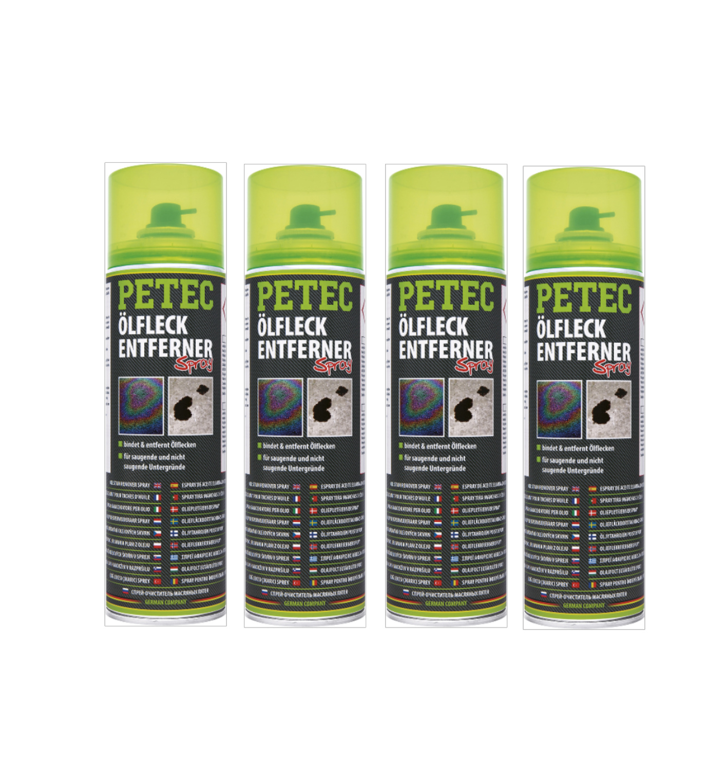 PETEC 4x 72350 &Ouml;lfleckentferner Spray 500 ml &Ouml;lflecken Entferner Reiniger