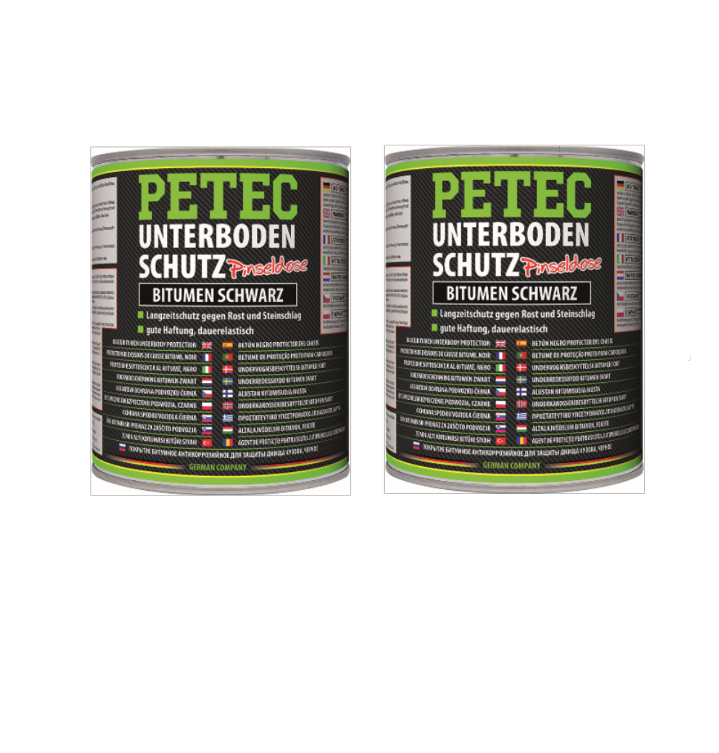PETEC 2x 73100 Unterbodenschutz Bitumen Pinseldose Schwarz 1000 ml Rostschutz