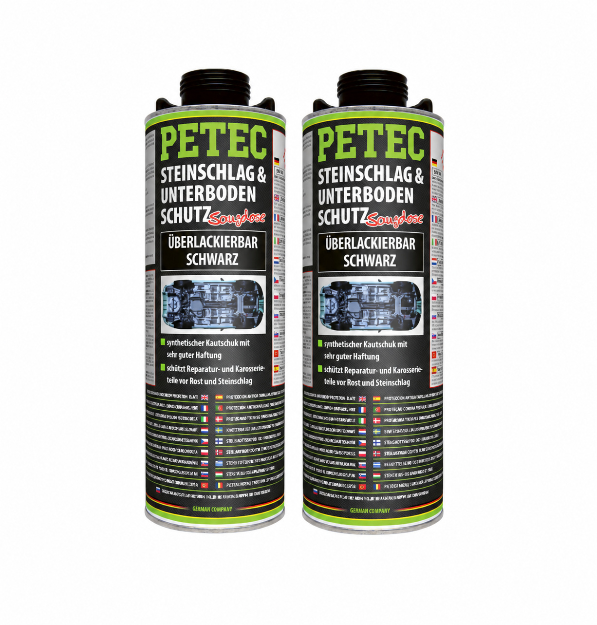 PETEC 2x 73210 Steinschlag Unterbodenschutz Schwarz 1000 ml &Uuml;berlackierbar