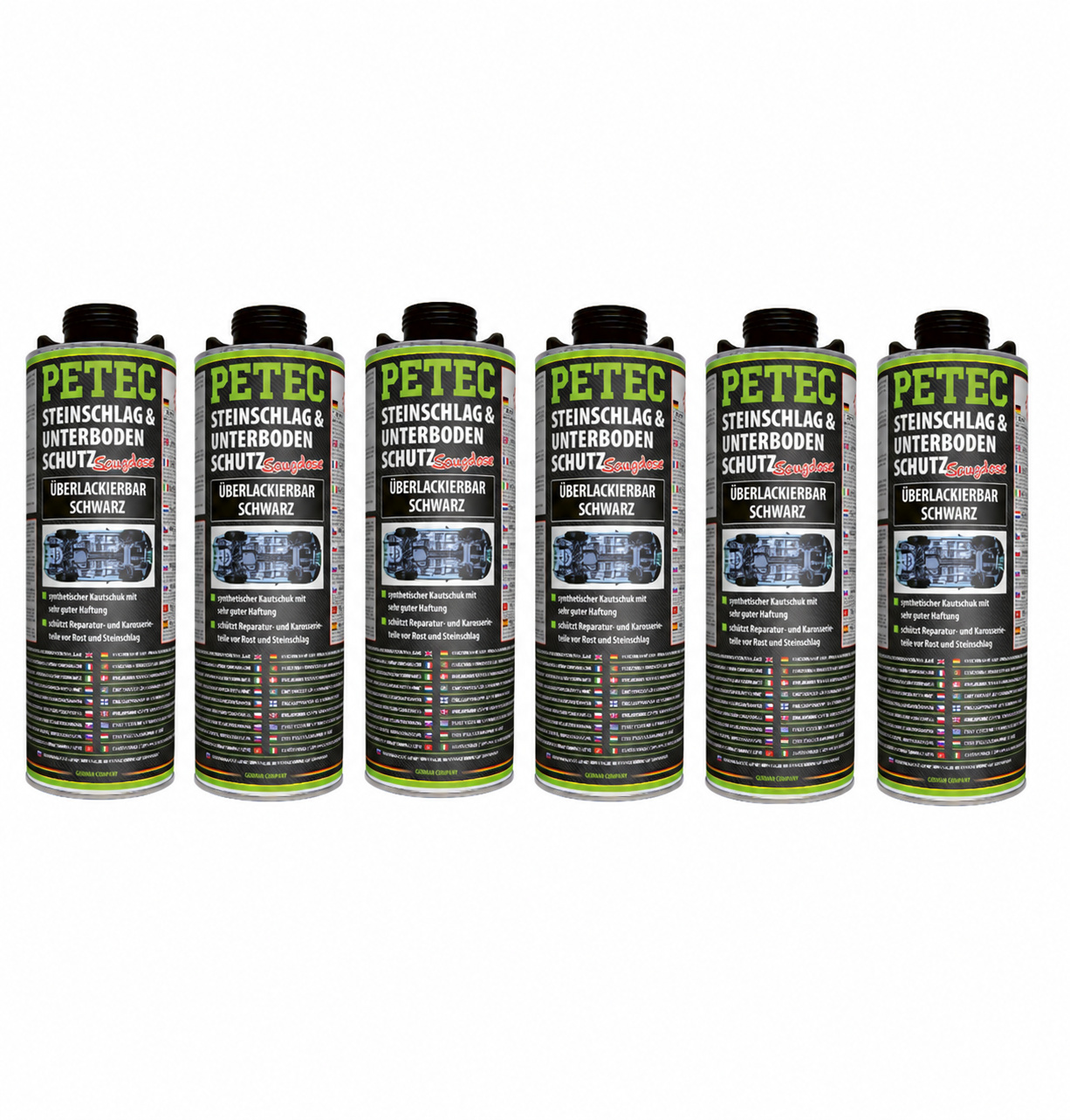 PETEC 6x 73210 Steinschlag Unterbodenschutz Schwarz 1000 ml &Uuml;berlackierbar