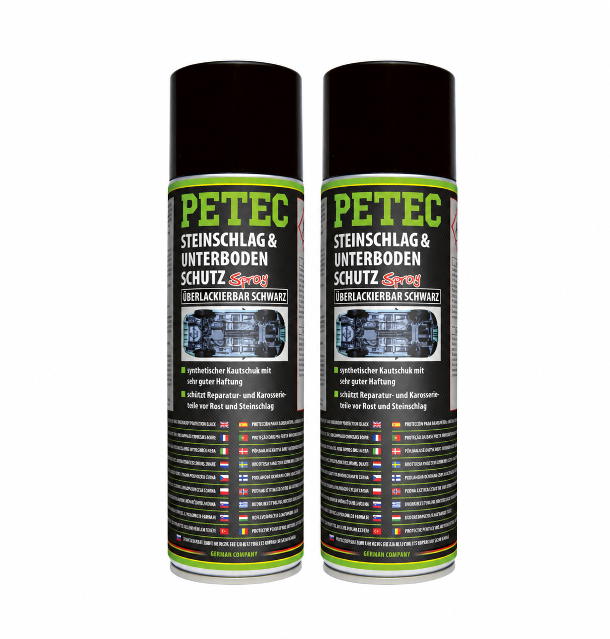 PETEC 2x 73250 Steinschlag Unterbodenschutz Kautschukbasis 500 ml