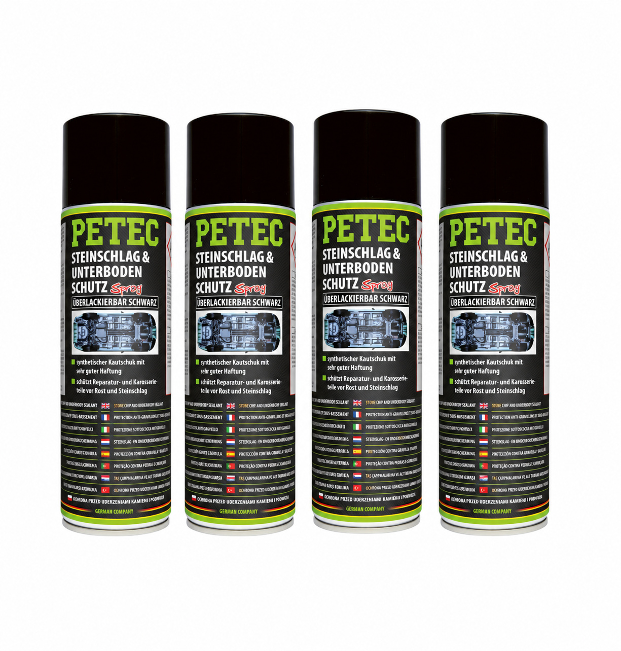 PETEC 4x 73250 Steinschlag Unterbodenschutz Kautschukbasis 500 ml