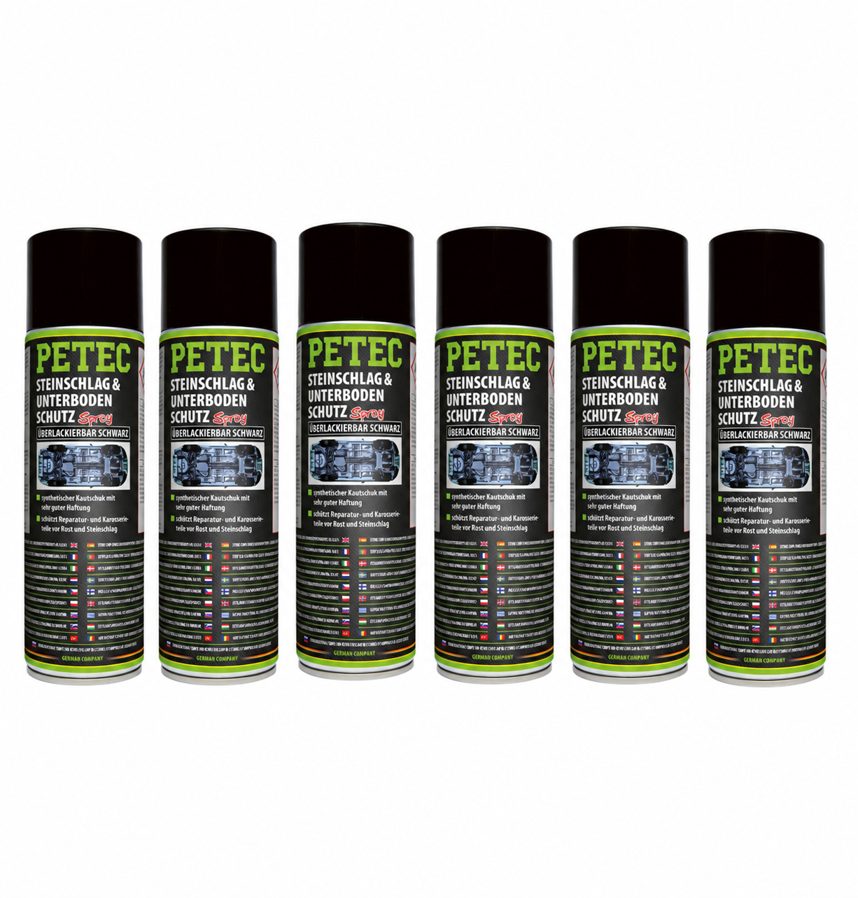 PETEC 6x 73250 Steinschlag Unterbodenschutz Kautschukbasis 500 ml