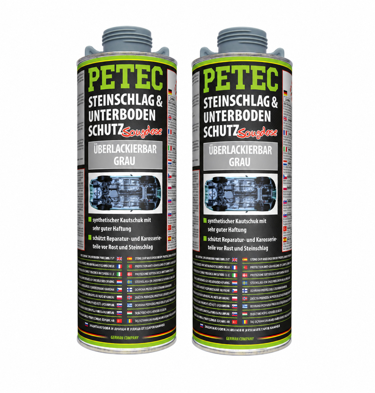 PETEC 2x 73310 Steinschlag Unterbodenschutz Grau 1000 ml &Uuml;berlackierbar