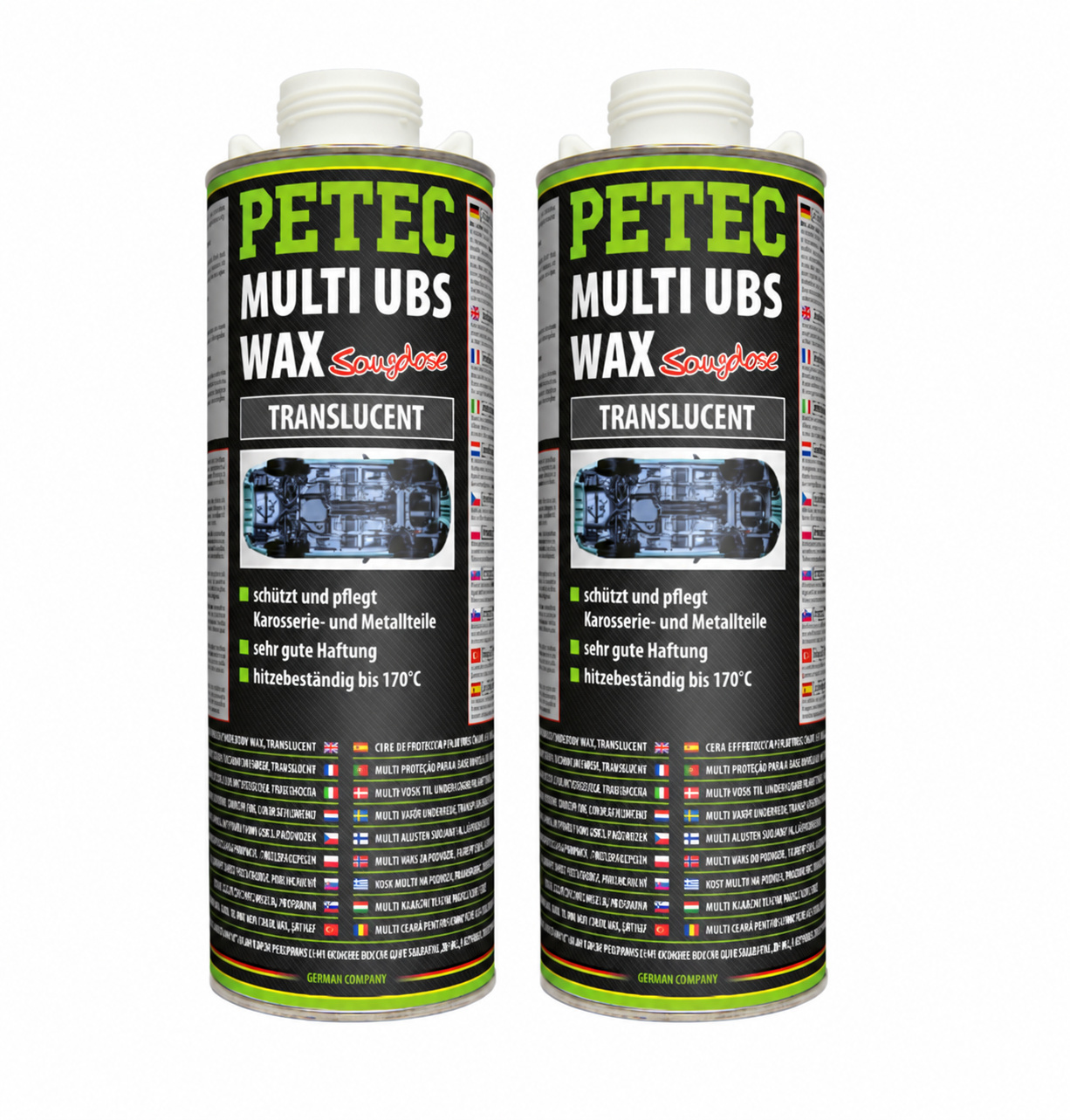PETEC 2x 73410 Multi UBS Wax Translucent 1000 ml Unterbodenschutz Wachs
